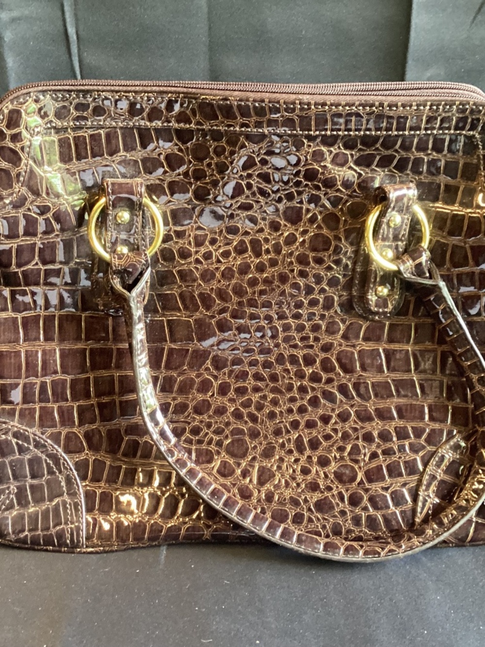 Chocolate Brown Crocodile Leather Joan Rivers Classic Bag